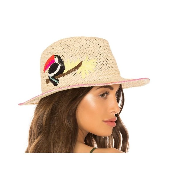 Anthropologie Accessories - Anthroplogie Hat Attack Tropical Toucan Woven Fedora Hat